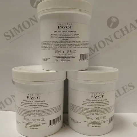 LOT OF 3 X 500ML PAYOT RITUEL CORPS EXFOLIATION GOURMANDE BODY SCRUB