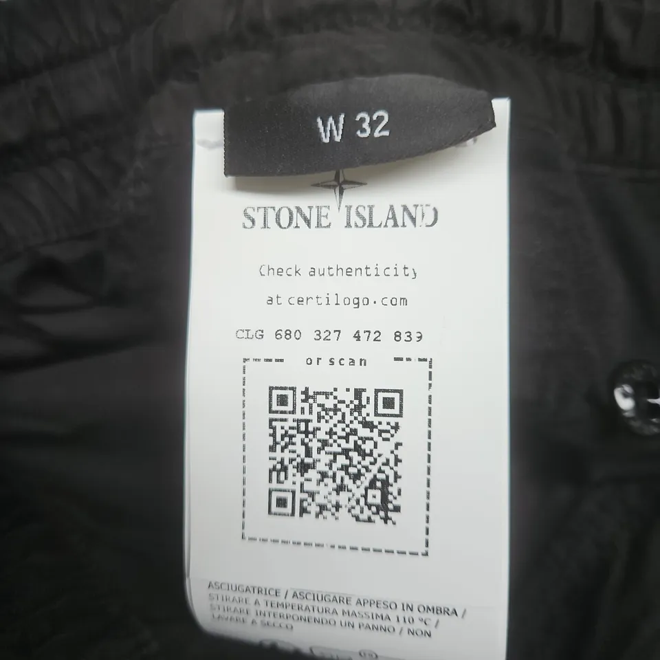STONE ISLAND BLACK CARGO TROUSERS – SLIM FIT, WAIST 32