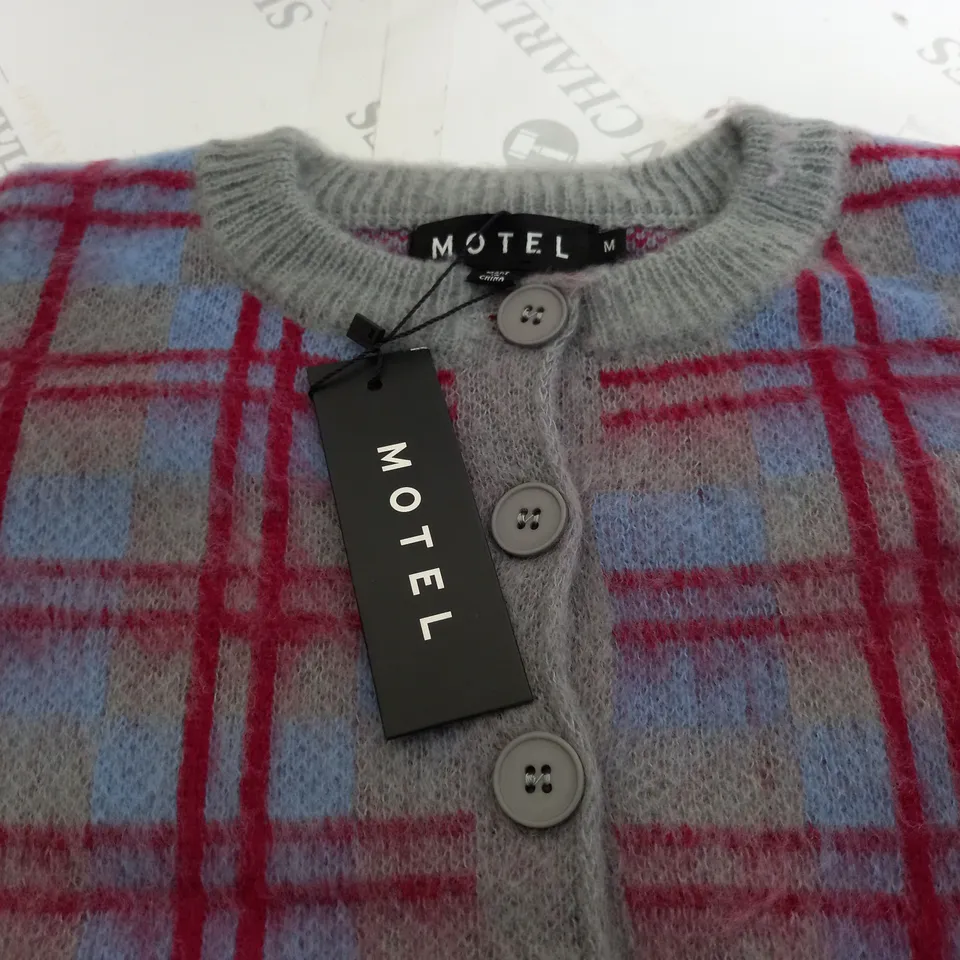MOTEL ANZIO CARDI MULTI CHECK SWEATER - MEDIUM