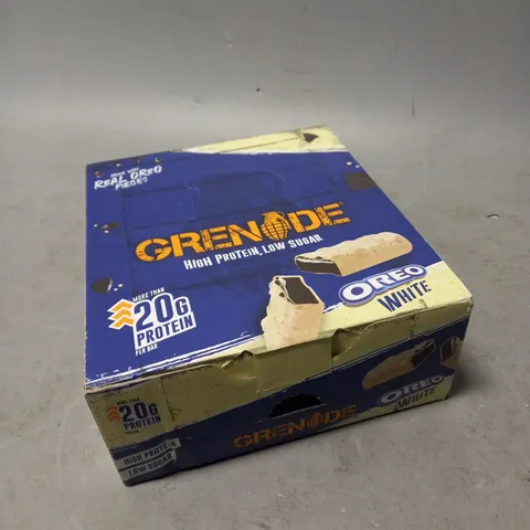 12 X SEALED GRENADE HIGH PROTEIN BARS - OREO WHITE