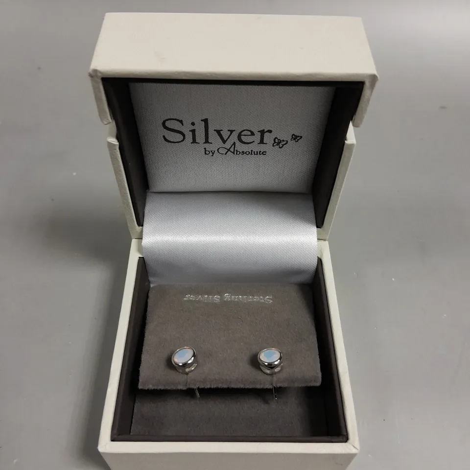 SILVER BY ABSOLUTE STONE STUD EARRINGS 