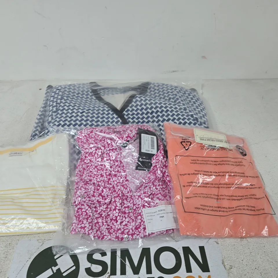 BOX OF APPROXIMATELY 15 ASSORTED CLOTHING ITEMS IN VARIOUS COLOURS, STYLES AND SIZES