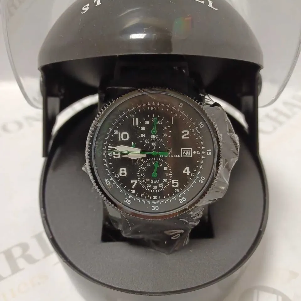 STOCKWELL HELMET CHRONOGRAPH SPORTS DIAL RUBBER STRAP WRISTWATCH 