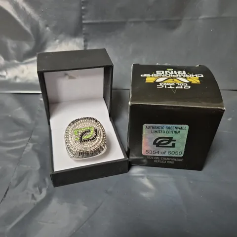 BOXED OPTIC GAMING 2024 CDL CHAMPIONSHIP REPLICA RING AUTHENTIC GREENWELL LIMITED EDITION (5354 OF 6050)