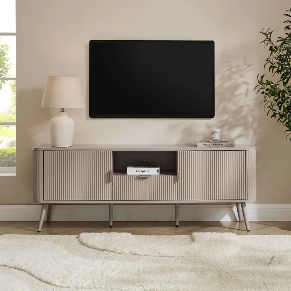 BOXED DUSK HATTIE TV UNIT FOR TVS UP TO 65" - TAUPE (1 BOX)