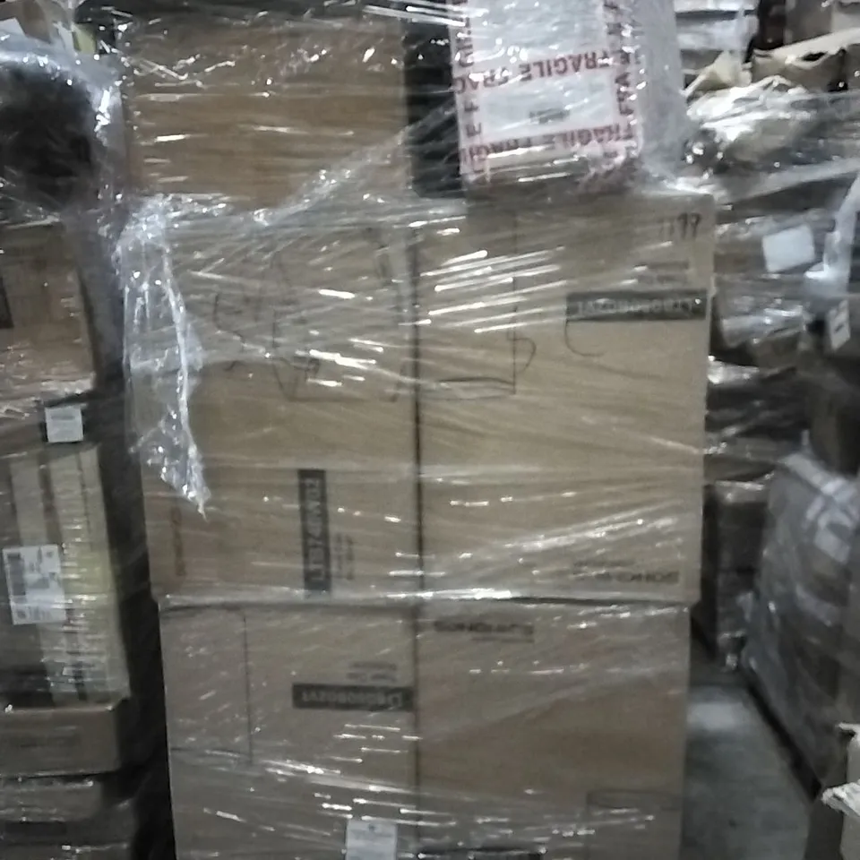 PALLET OF HOUSEHOLD ITEMS TO INCLUDE TRASH CANS, WATCH BOX, CHAIR AND OTHER ASSORTED ITEMS...