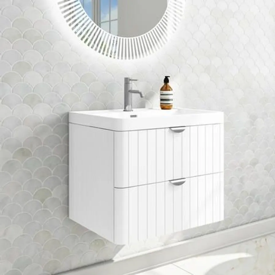 BOXED EMPIRE 60CM WALL HUNG VANITY UNIT-MATT WHITE