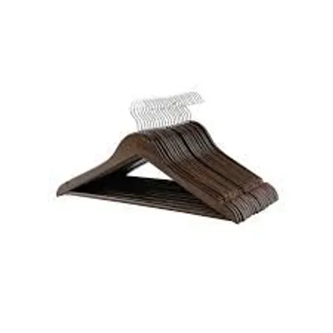 BOXED SONGMICS WOODEN CLOTHES HANGERS, SET OF 20, SOLID WOOD HANGERS - BLACK/SILVER
