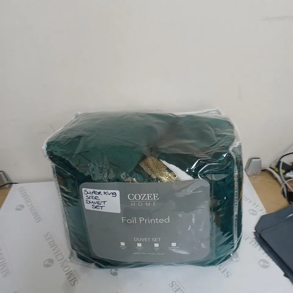 COZEE HOME FOIL PRINTED SUPER KING DUVET SET 
