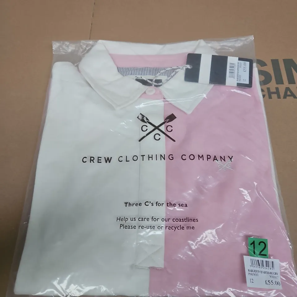 CREW CLOTHING COMPANY HARLEQUIN QUARTERED SHIRT – PINK & WHITE, UK SIZE 12