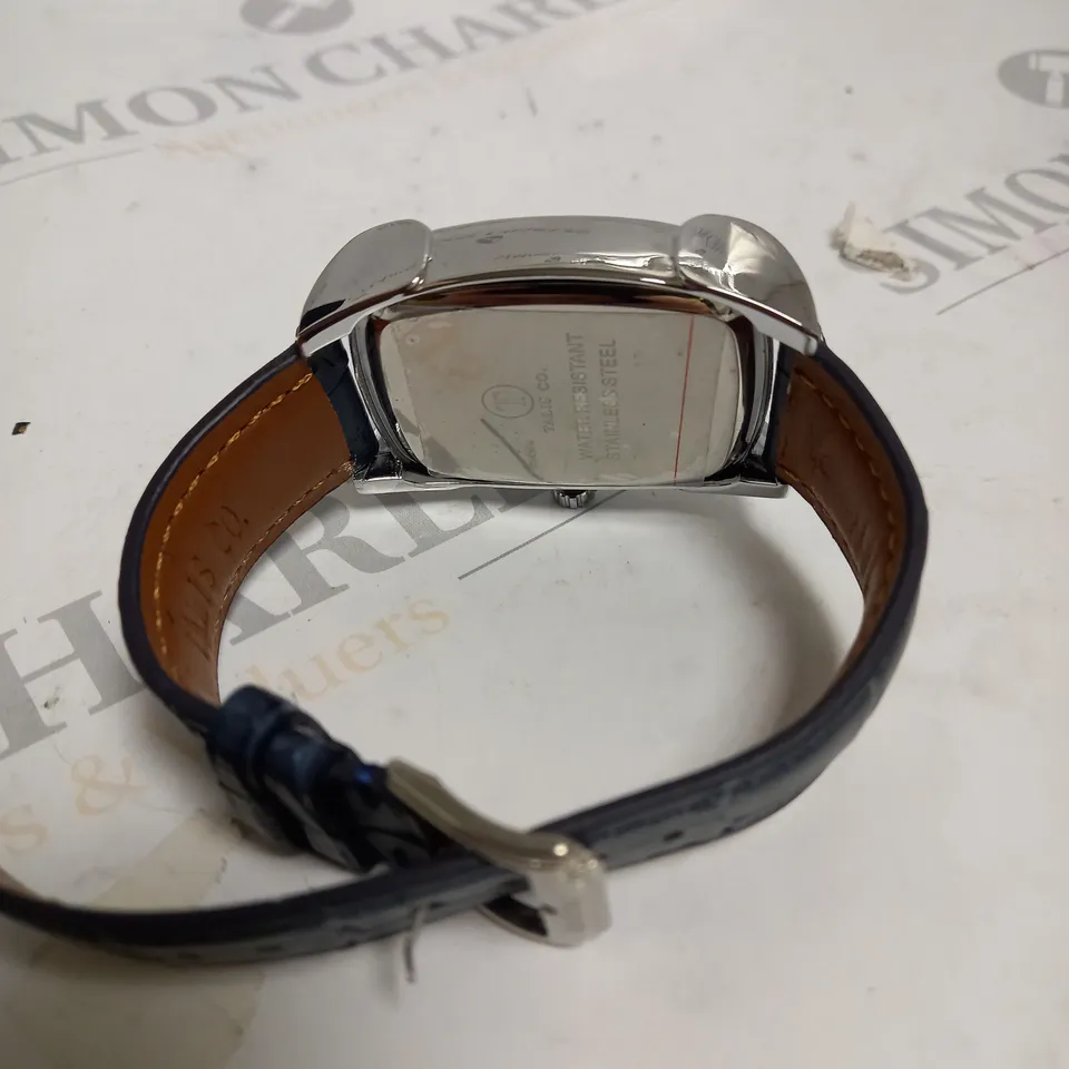 TALIS CO SKELETON DIAL NAVY LEATHER STRAP WATCH