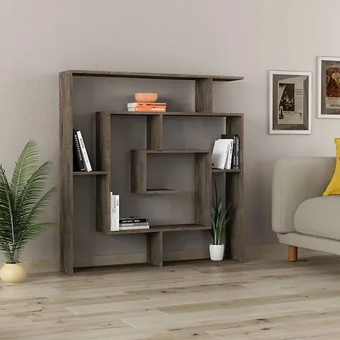 BOXED LABIRENT MODERN BOOKCASE DISPLAY UNIT ROOM SEPARATOR MEDIUM 129CM - DARK COFFEE (1 BOX)