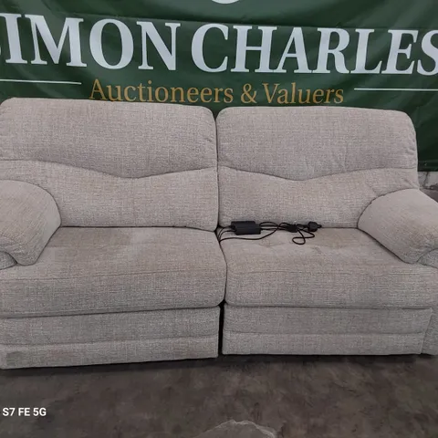QUALITY BRITISH DESIGNER G PLAN STRATFORD POWER RECLINING THREE SEATER SOFA LOOM CLAY FABRIC
