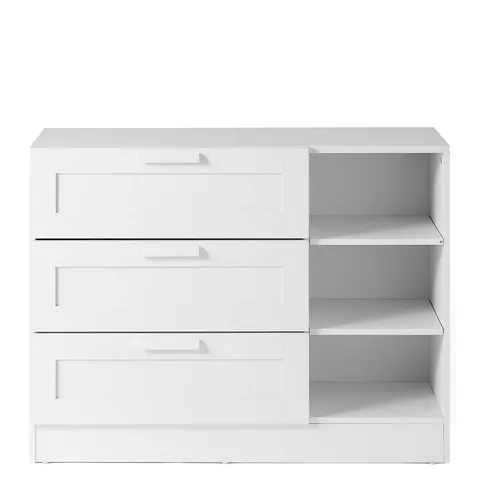 TARYN KIDS 3 DRAWER, 3 SHELF CHEST - WHITE