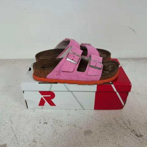 BOXED PAIR OF RIEKER TWI STRAP LATHERS SANDALS IN PINK - SIZE 6