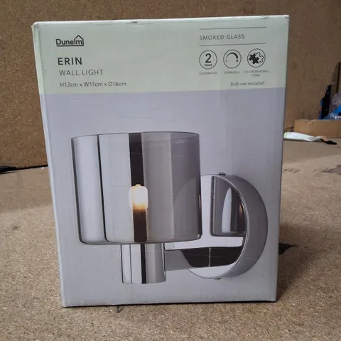 BOXED DUNELM ERIN WALL LIGHT β SMOKED GLASS