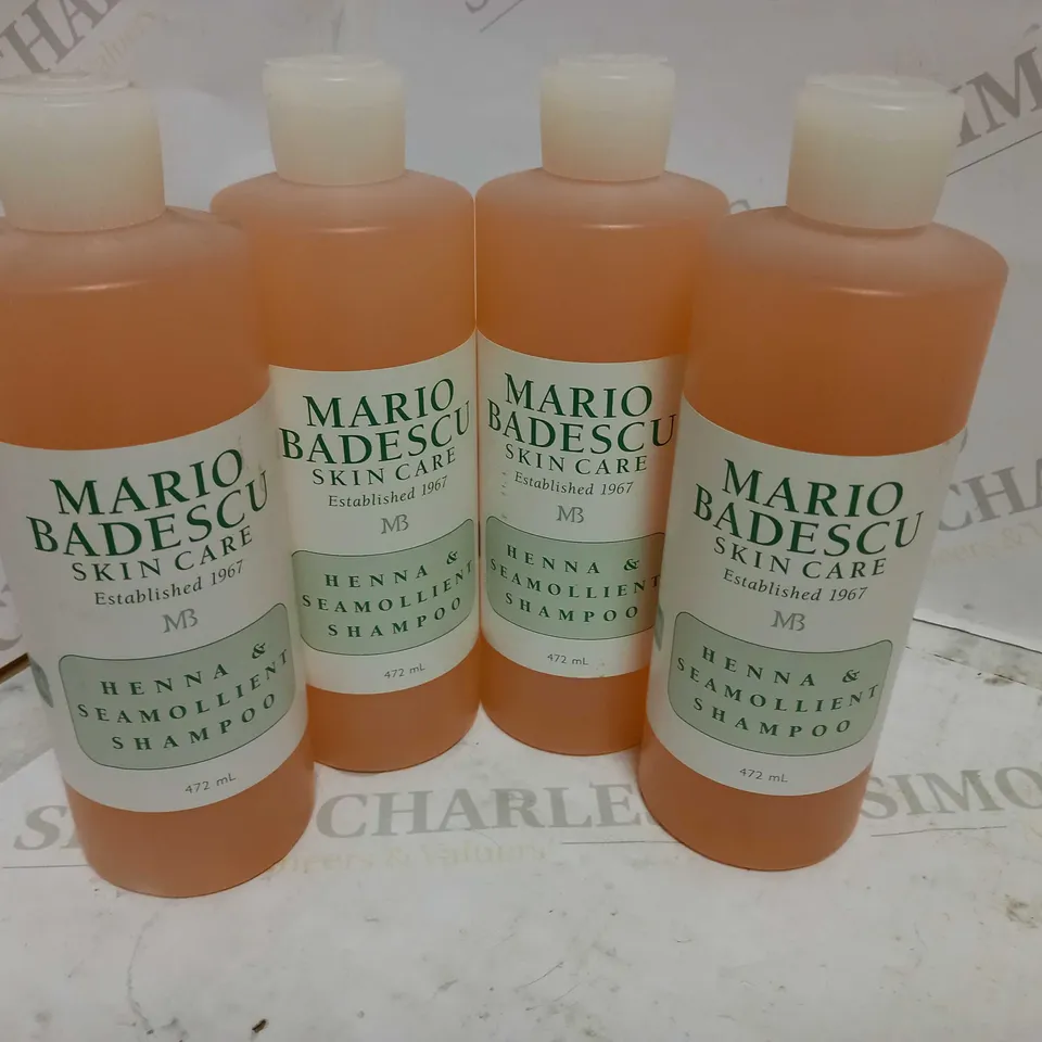 MARIO BADESCU HENNA AND SEAMOLLIENT SHAMPOO 472ml X4
