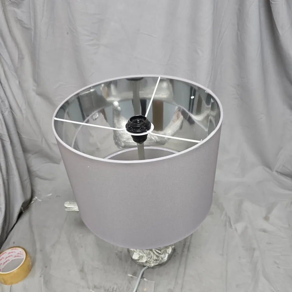 METAL BIRD TABLE LAMP WITH GREY FABRIC SHADE