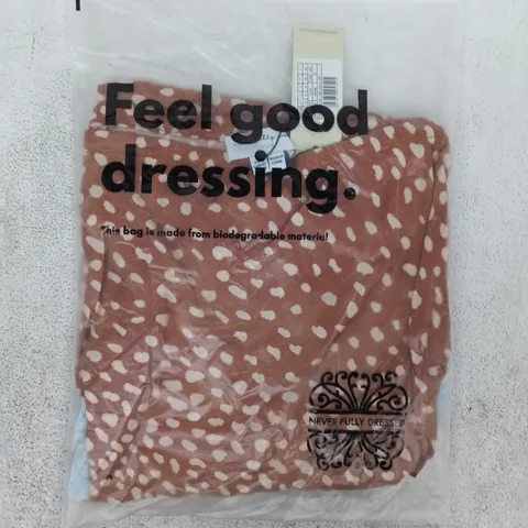 BAGGED NEVER FULLY DRESSED FAWN MIDI MAEVA SKIRT IN BROWN SIZE UK 14