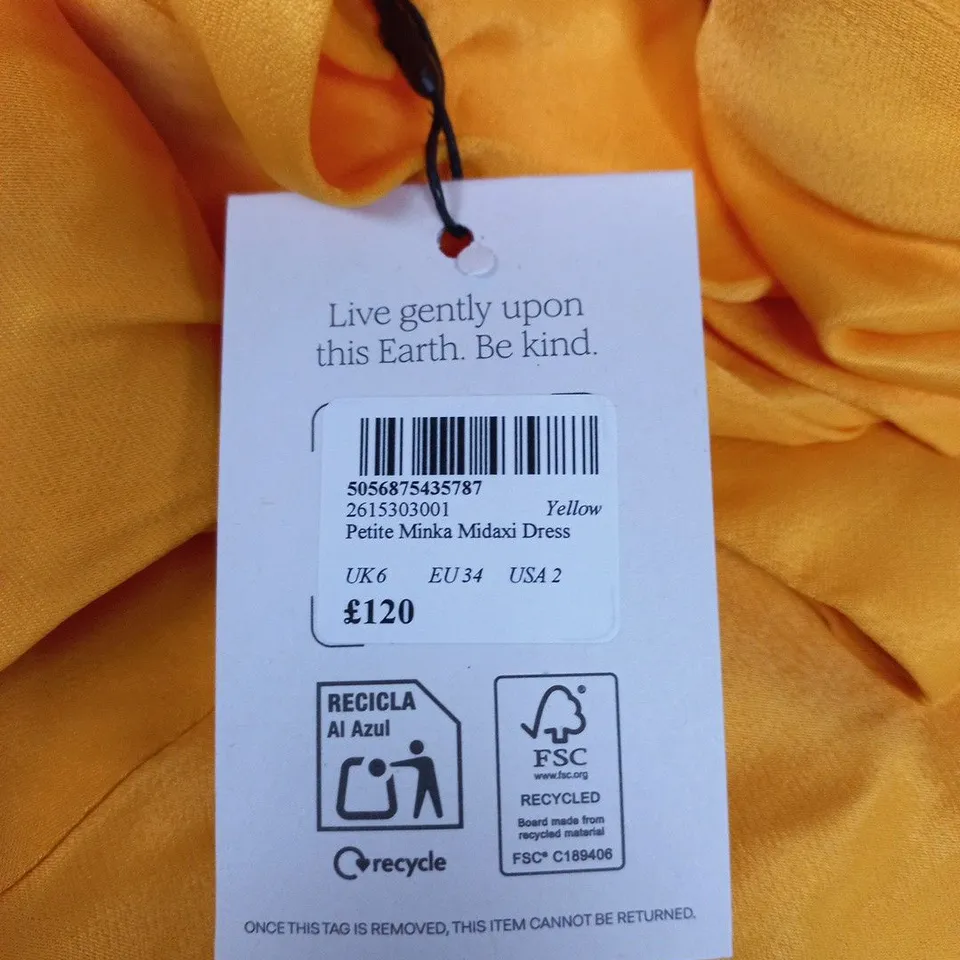 NOBODY'S CHILD PETITE MINKA MIDAXI DRESS – YELLOW, UK6