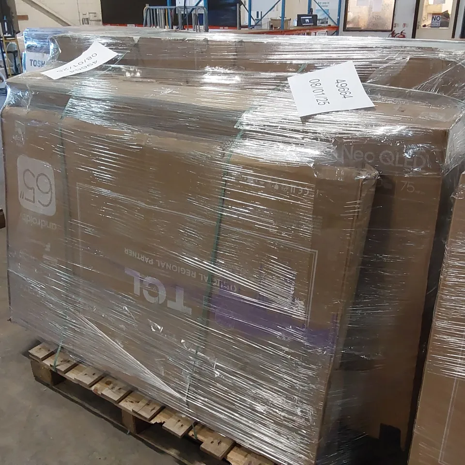 PALLET OF APPROXIMATELY 5 UNPROCESSED RAW RETURN TELEVISIONS TO INCLUDE;