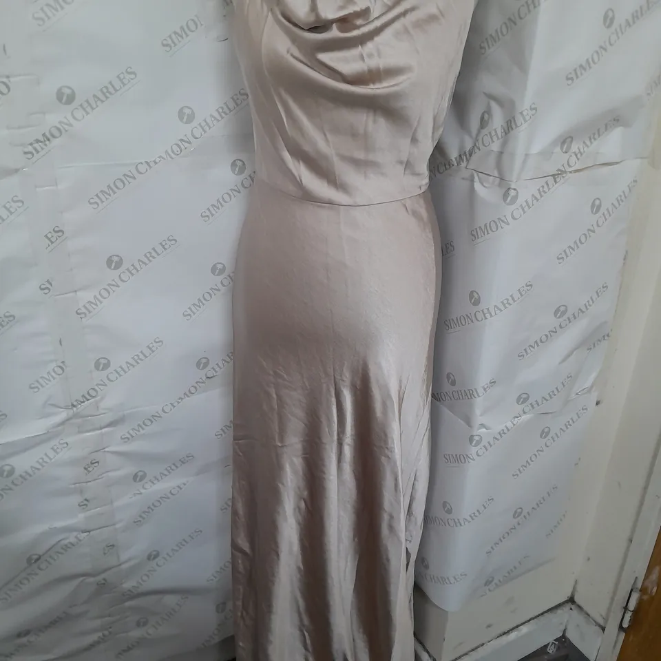 SIX STORIES COWL FRONT SATIN BRIDESMAID DRESS IN OYSTER SIZE 8