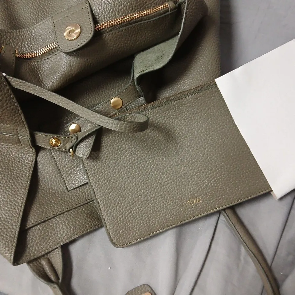 LOT OF 4 RUTH LANGSFORD LEATHER EFFECT HANDBAGS WITH PURSES IN VARIOUS COLOURS