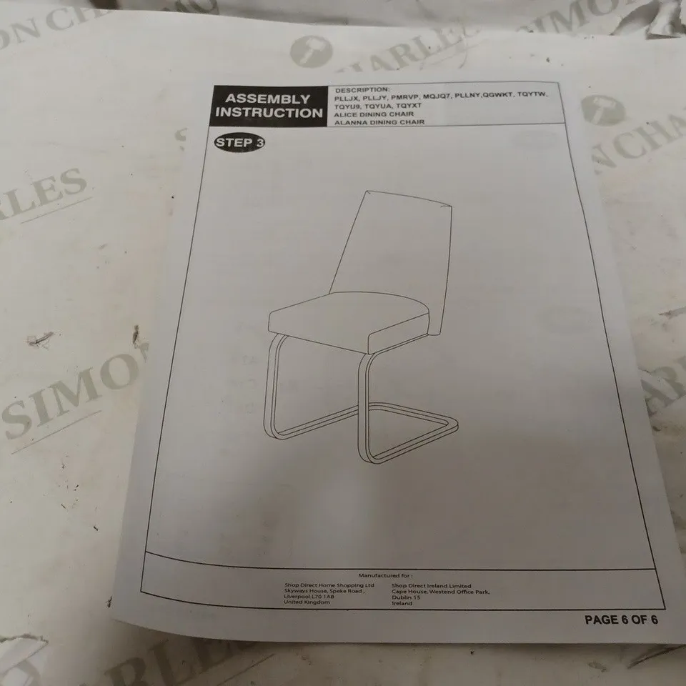 ALANNA PAIR OF DINING CHAIRS - COLLECTION ONLY RRP £199