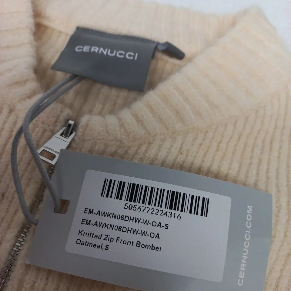 Cernucci Knitted Zip Front Bomber – Cream size s