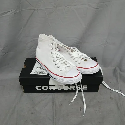 CONVERSE WHITE WIDE HI-TOP TRAINERS – WOMEN'S, UK 6 – BOXED