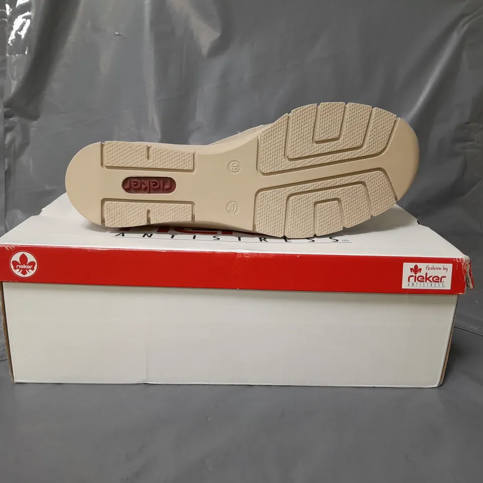 RIEKER WEDGE LEATHER LOAFERS BEIGE SIZE 6