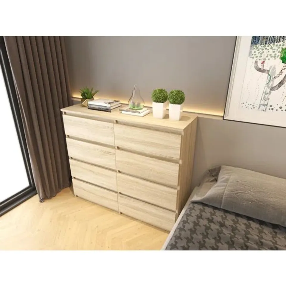 BOXED ANTONESE 100cm W 8-DRAWER CHEST OF DRAWERS (2 BOXES)