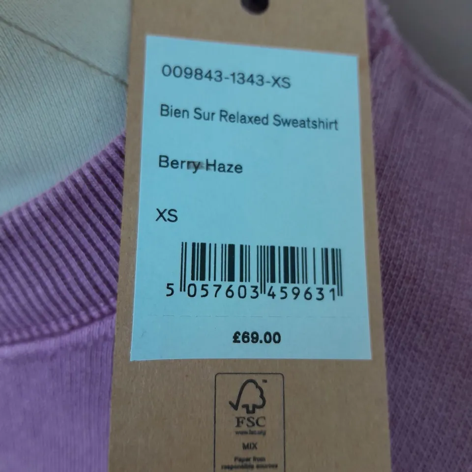 HUSH BIEN SUR RELAXED SWEATSHIRT IN BERRY HAZE - XS