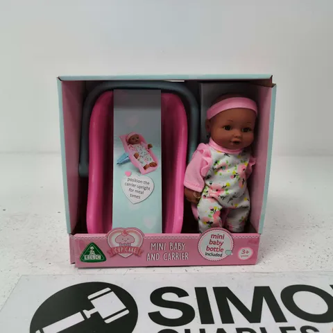 MINI BABY AND CARRIER DOLL SET - BOXED WITH PINK CARRIER (3+ YEARS)