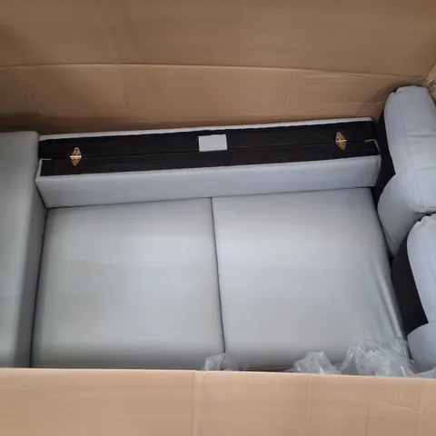 LOT OF 2 LIGHT GREY FAUX LEATHER SOFA PARTS 