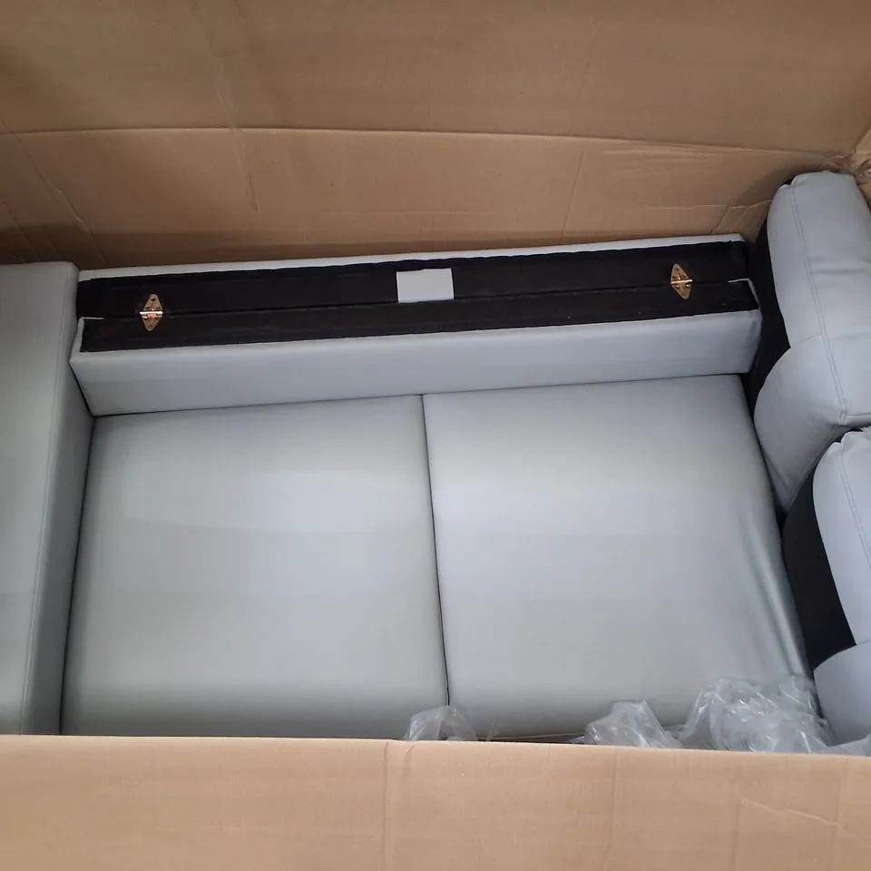 LOT OF 2 LIGHT GREY FAUX LEATHER SOFA PARTS 