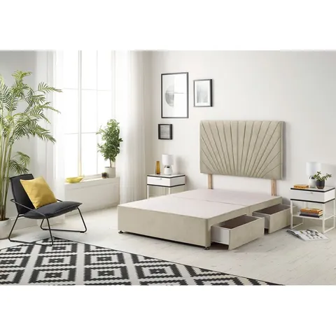 SANTAMONICA ETHERAL LINEN FABRIC DIVAN BASE WITH OPTIONAL DRAWERS (2 PARTS)