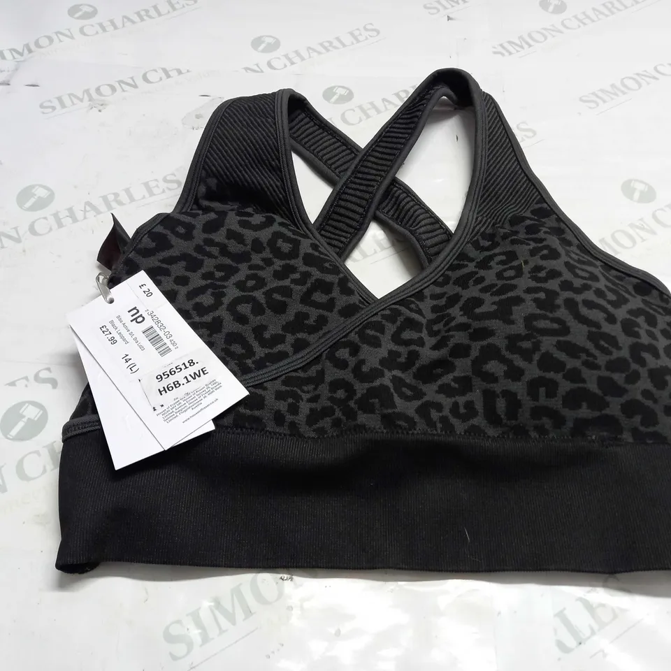 BIBA ACTIVE BRA IN BLACK LEOPARD - UK 14