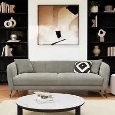 BOXED LOREN 3 SEATER SOFA, GREY CLASSIC VELVET