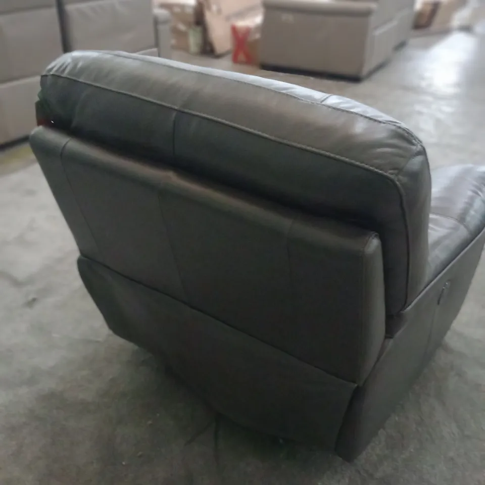 DESIGNER GREY LEATHER ELECTRIC RECLINING ARMCHAIR