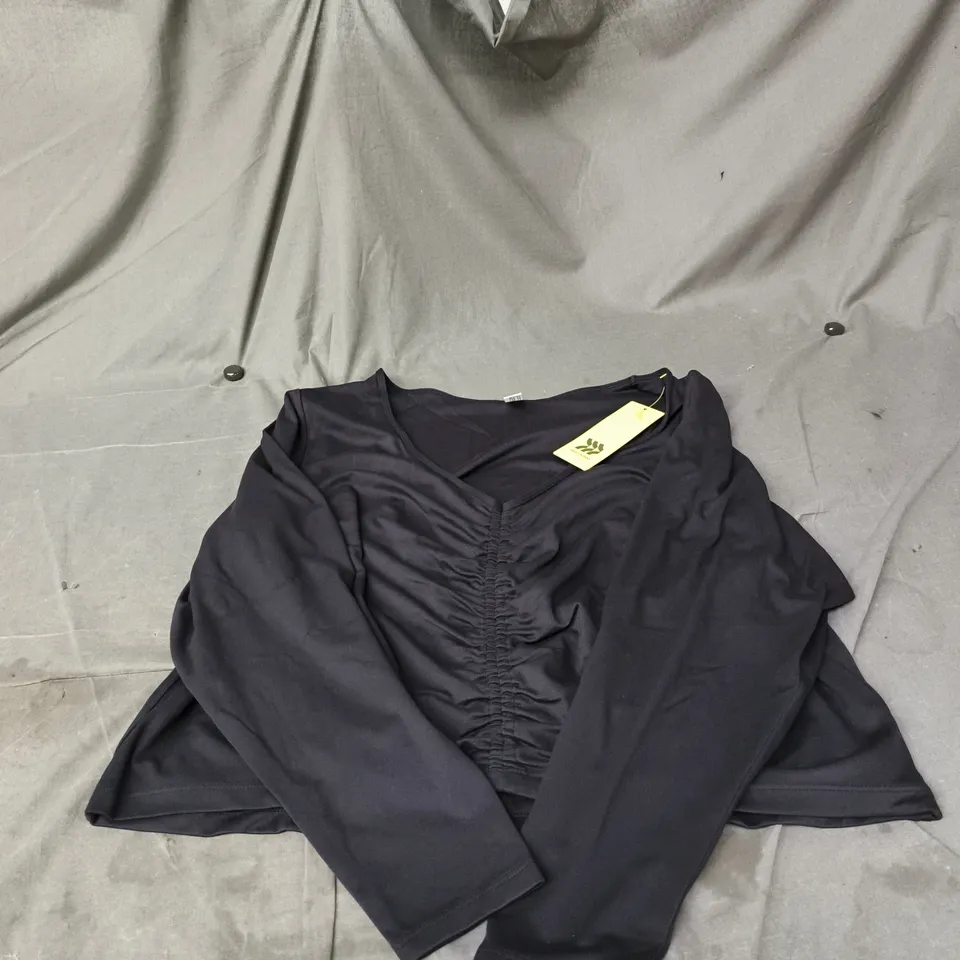 2 x ALL IN MOTION WOMEN'S BLACK LONG-SLEEVE RUCHED TOP SIZE 3X 