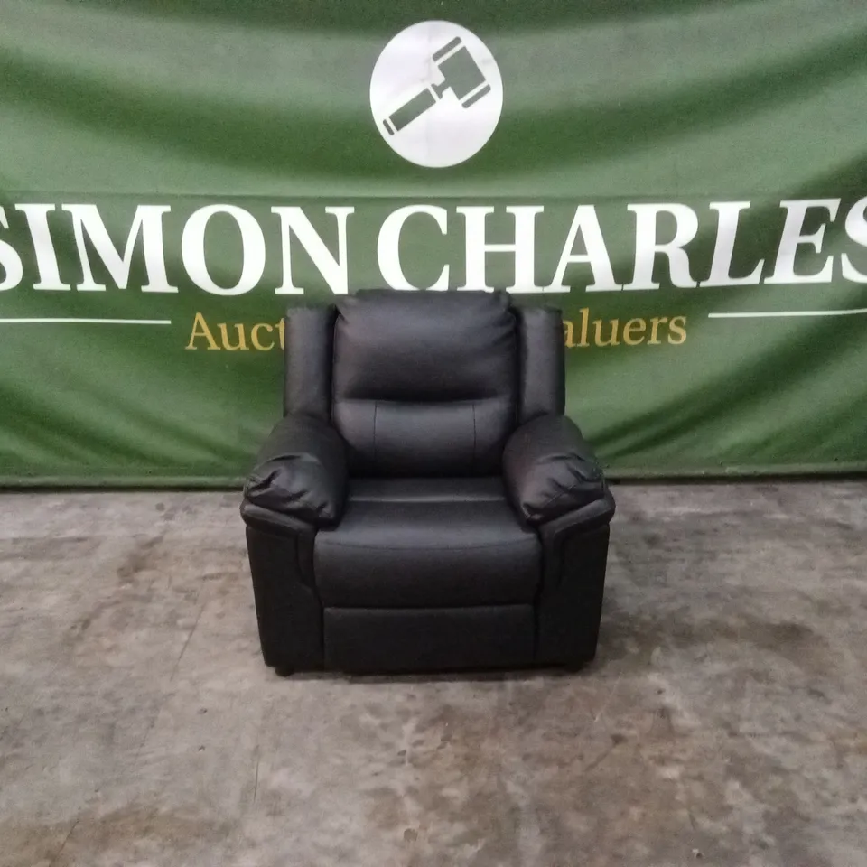 ALBION LUXURY FAUX LEATHER HIGH BACK ARMCHAIR - BLACK RRP £449