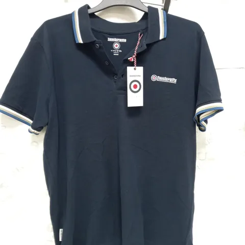 LAMBRETTA NAVY POLO T-SHIRT - SIZE MEDIUM