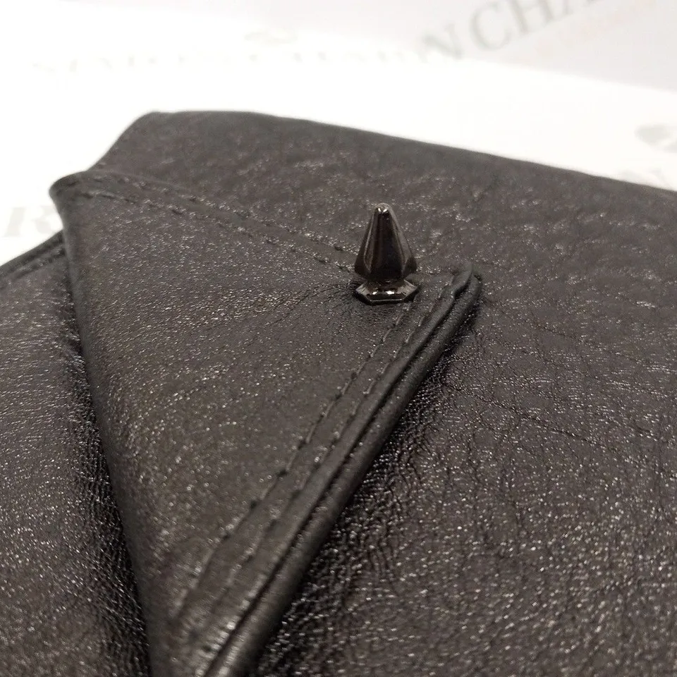 MASON DU POSH LARGE GUN SMOKE LEATHER CLUTCH BAG
