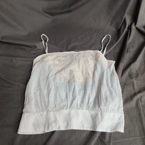 ZARA WHITE LACE-TRIM STRAPPY CAMISOLE TOP - SIZE L