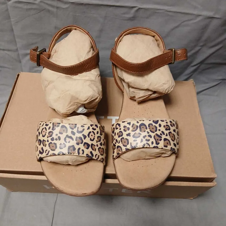 HOTTER WOMEN'S LEOPARD LEATHER SANDALS – UK 4 1/2 (US 6 1/2, EU 37 1/2)