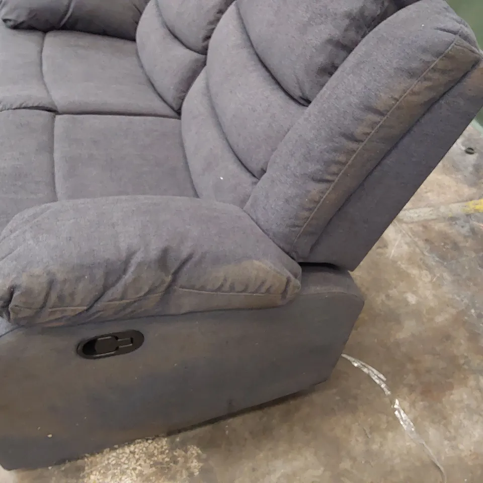 DESIGNER MANUAL RECLINING TWO SEATER SOFA GREY FABRIC 