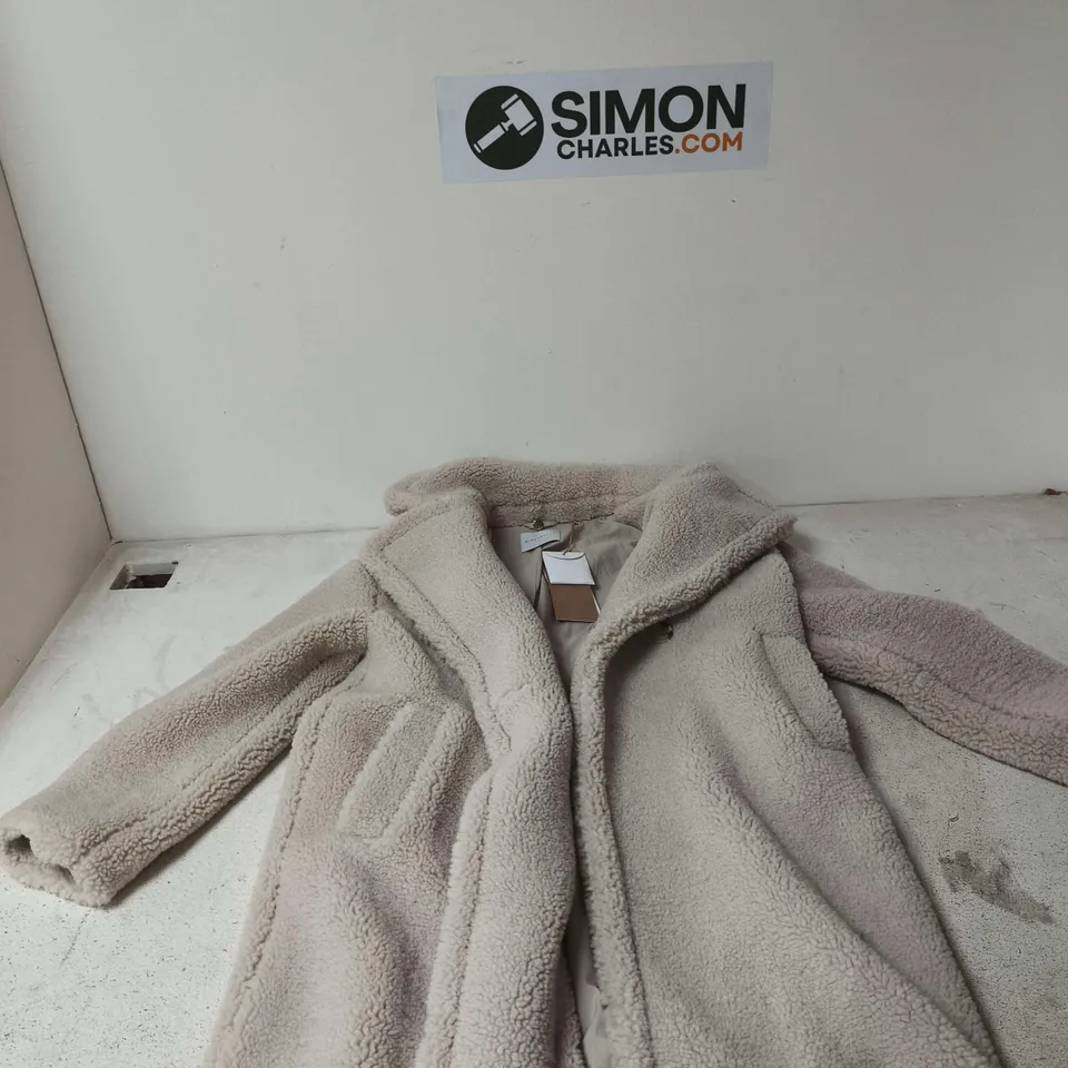 RINO & PELLE COAT – WOMEN'S BEIGE FAUX SHEARLING, UK 8 (EU 34)