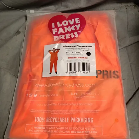 I LOVE FANCY DRESS ADULTS ORANGE PRISONER COSTUME – SIZE M