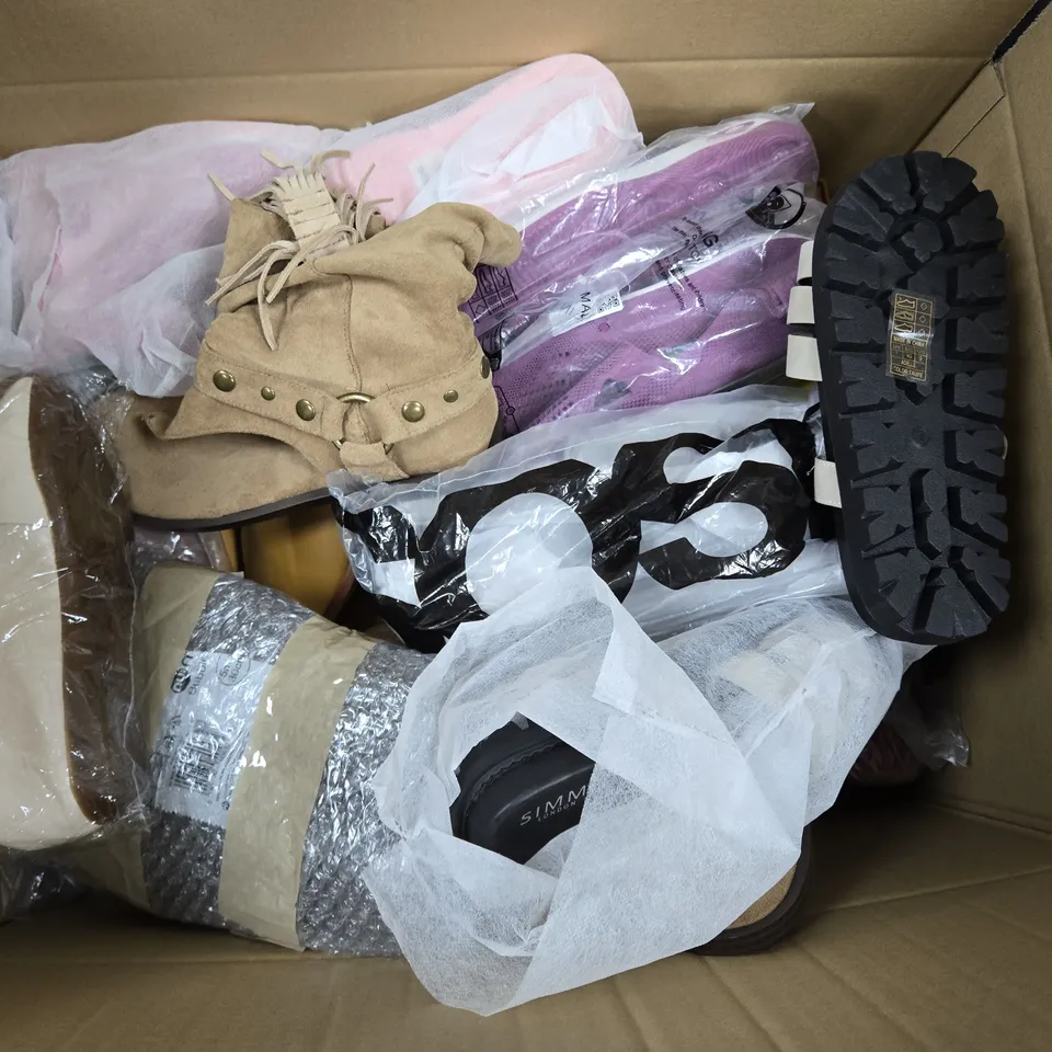 APPROXIMATELY 20 ASSORTED PAIRS OF SHOES AND FOOTWEAR ITEMS IN VARIOUS STYLES AND SIZES TO INCLUDE HOTTER, ASOS, BERSHKA, ETC